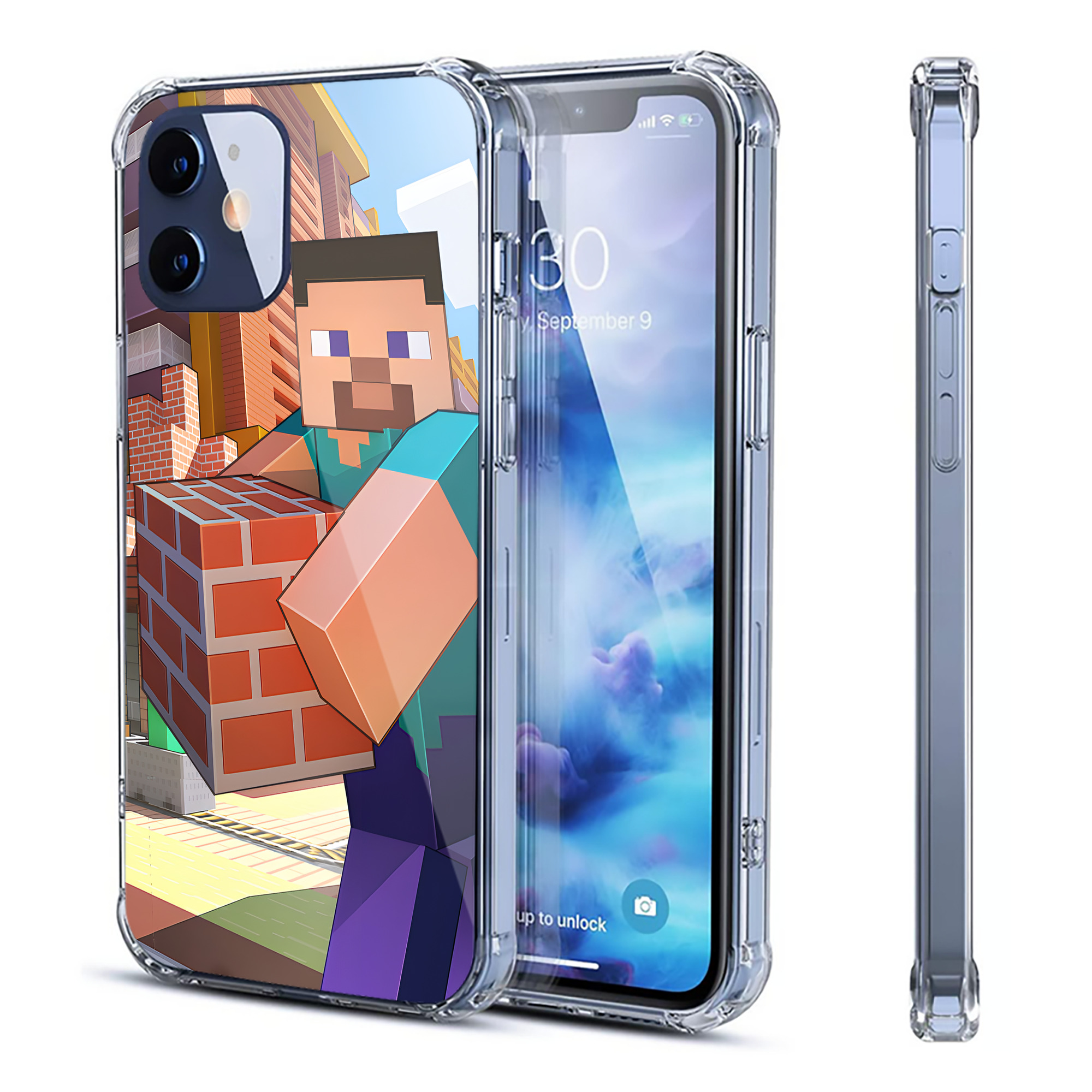 （画像用） マインクラフト ブロックの世界 Minecraft MC Block world 【iPhone 12シリーズ対応】透明スマホケース（クリアソフトケース）